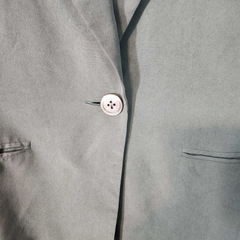 Vintage Classiques Entier Petites Silk Skirt Suit Set Sage Green Grey Size SM/LG - Picture 4 of 8